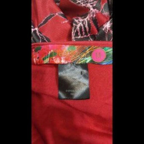 desigual Red Floral Twist Knot Dress M - Picture 6 of 6